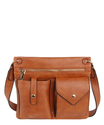 Fashion Multi Pocket Shoulder Bag CMS039 BROWN